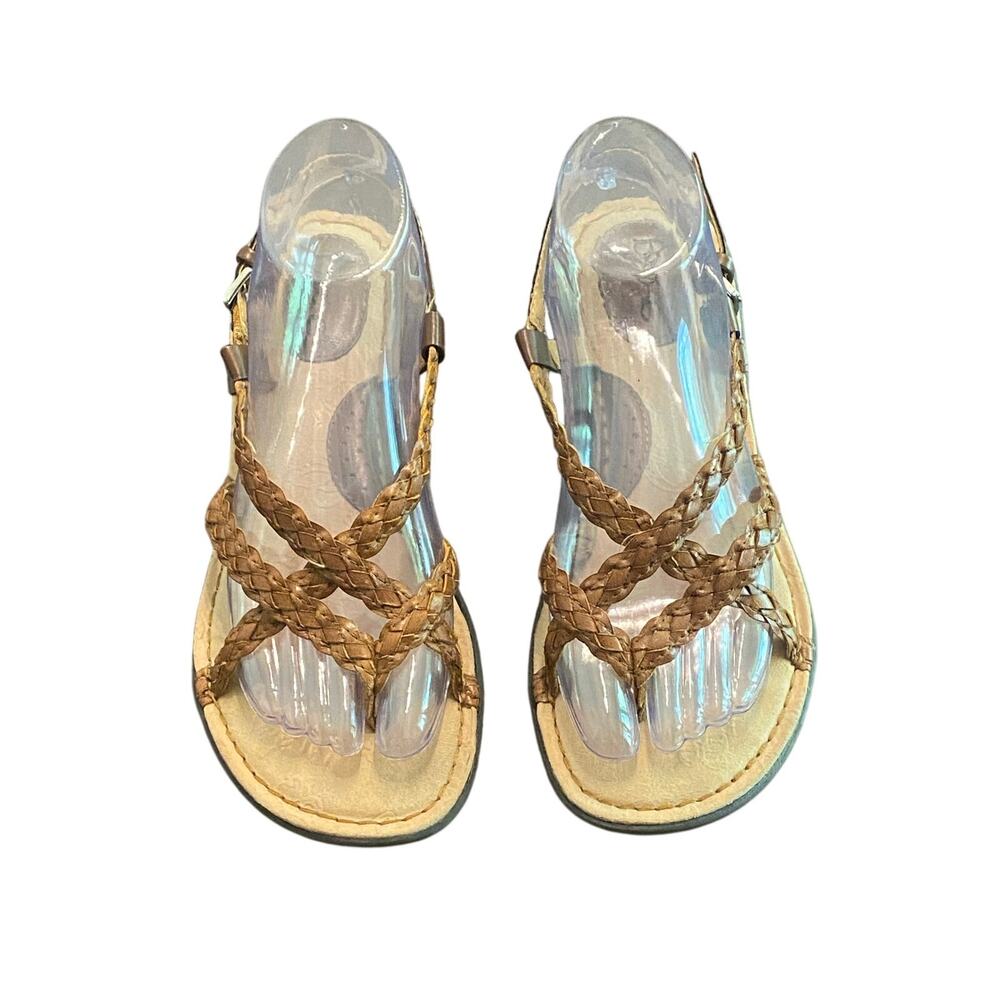 BOC Born‎ Concept Braided Leather Sandals Brown Slingback Comfort Size 8M Resort